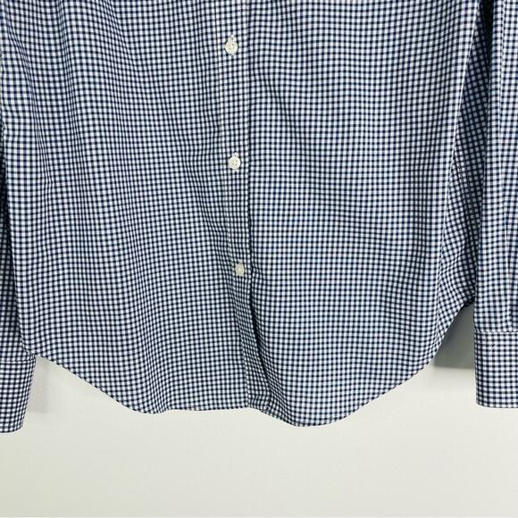 Chaps blue white gingham check preppy academia coastal button front top small - Picture 3 of 5